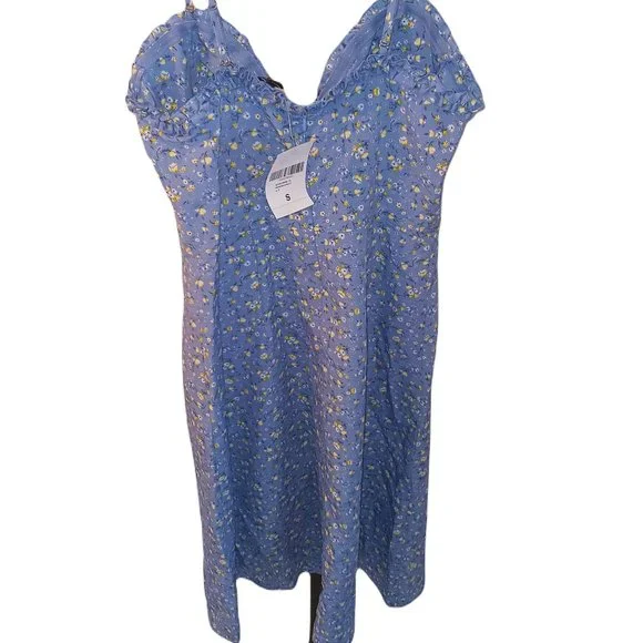 NWT Forever 21 blue floral midi dress - Picture 2 of 4